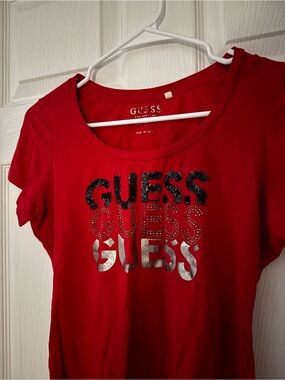 Red GUESS Short Sleeve Tee